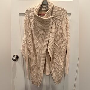 RD Style Oatmeal Chunky Cable Knit Cardigan Shawl Collar Small